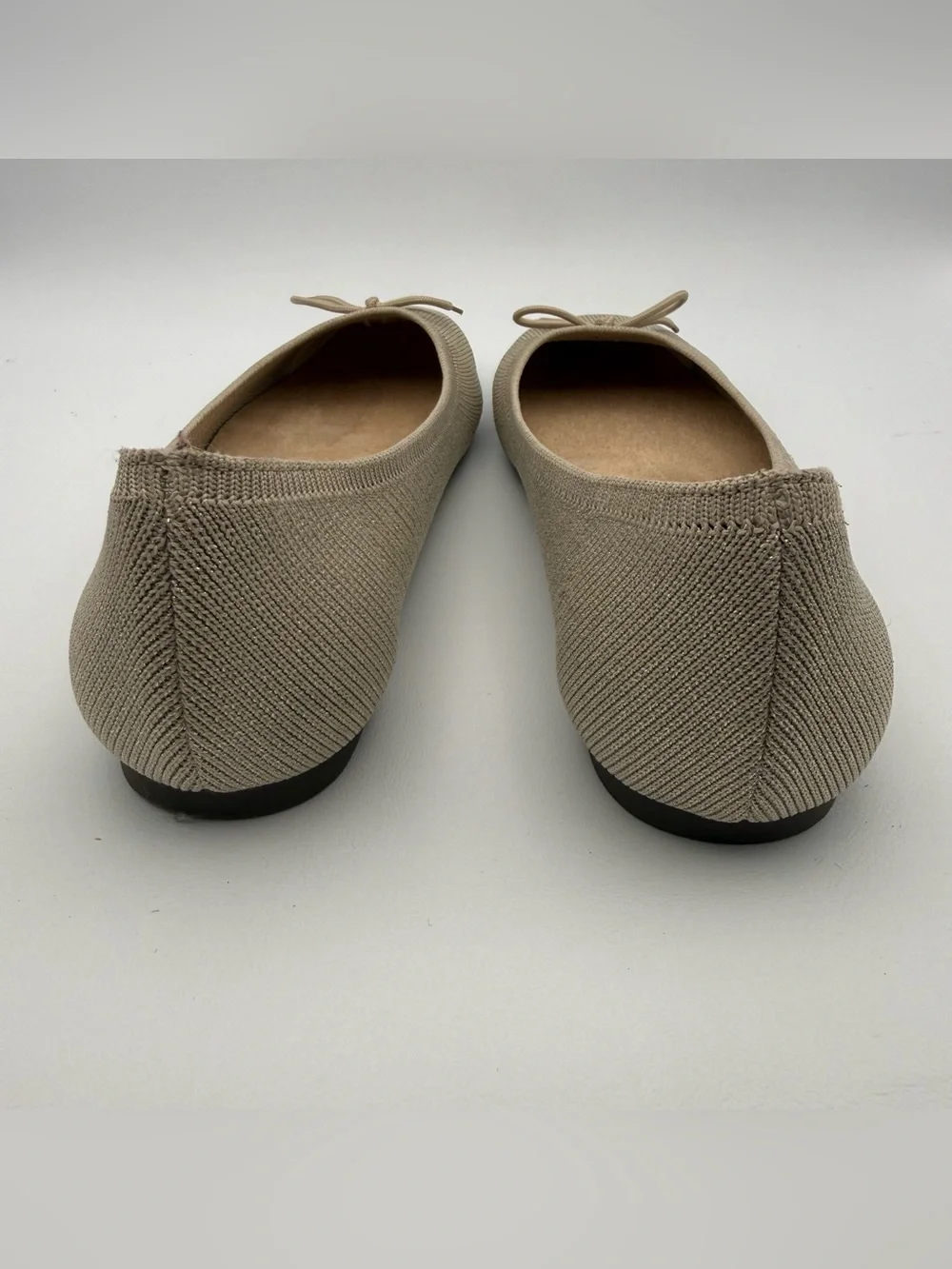 Vionic Klara Knit Ballet Flat Neutral Comfortable Ortho Gold Bow Shimmer 7.5 Y2K